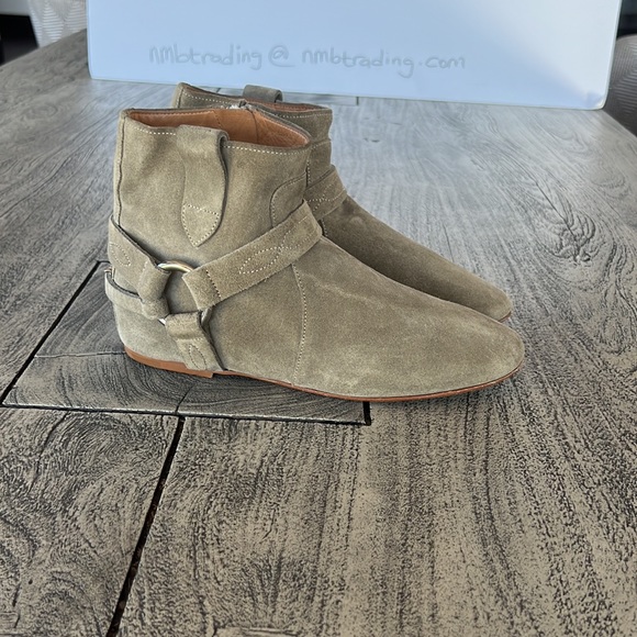 Isabel Marant Etoile faded olive green 7M(37) leather straps ankle hi boots - Picture 10 of 16